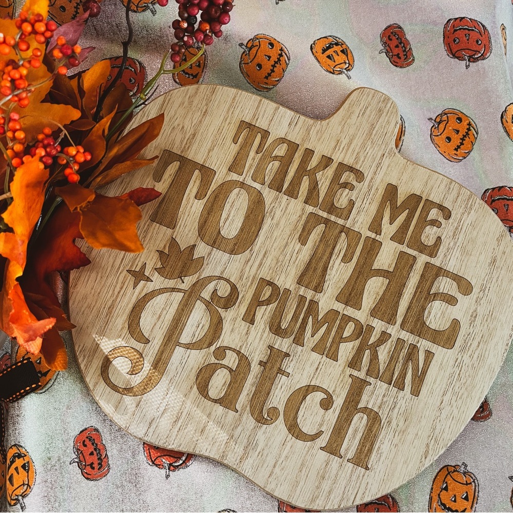 Decorative Wood Pumpkin Lazy Susan Laser Engraved Halloween Fall Autumn Decor